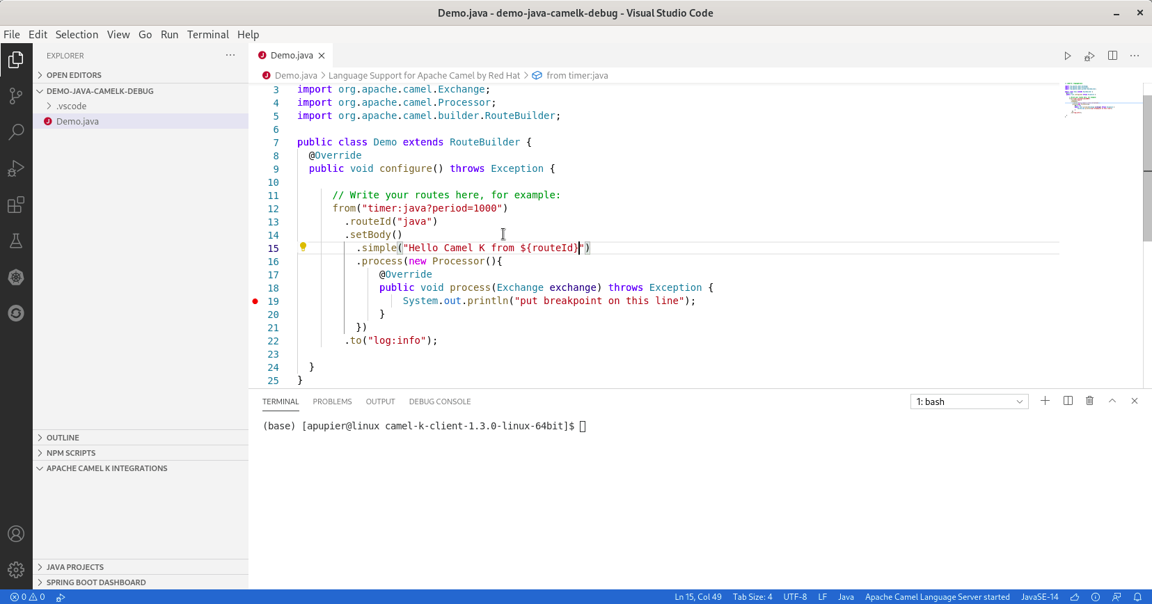 Start integration in basic mode