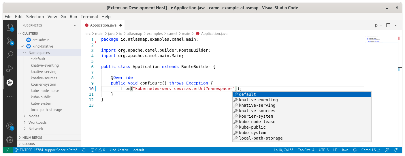 completion for namespace attribute