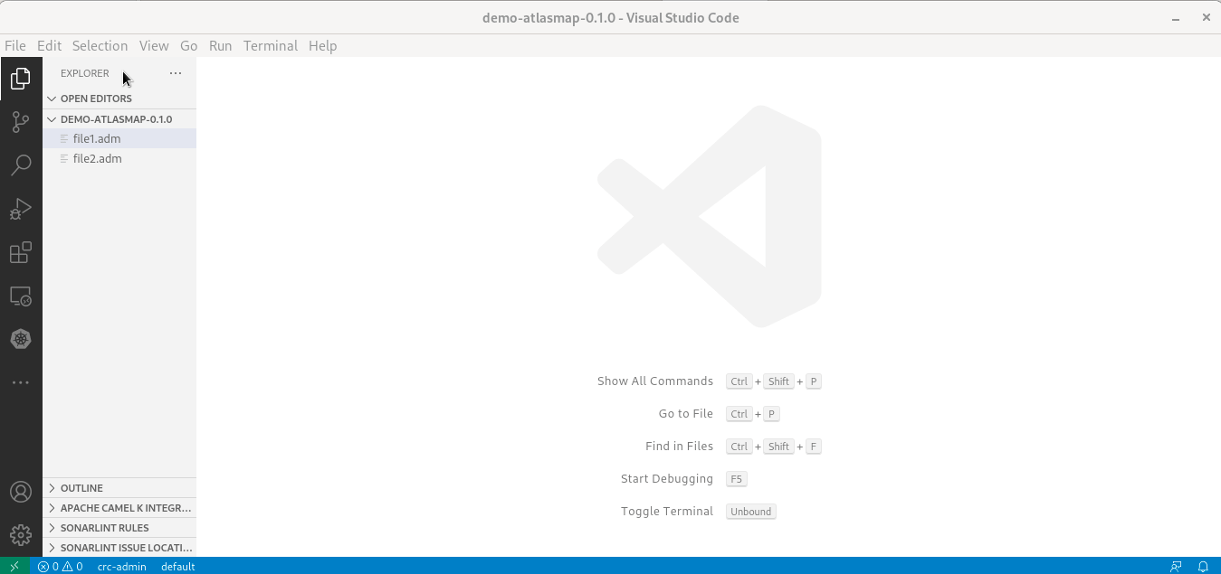 Double-click on file in VS Code explorer is opening the adm file in AtlasMap UI