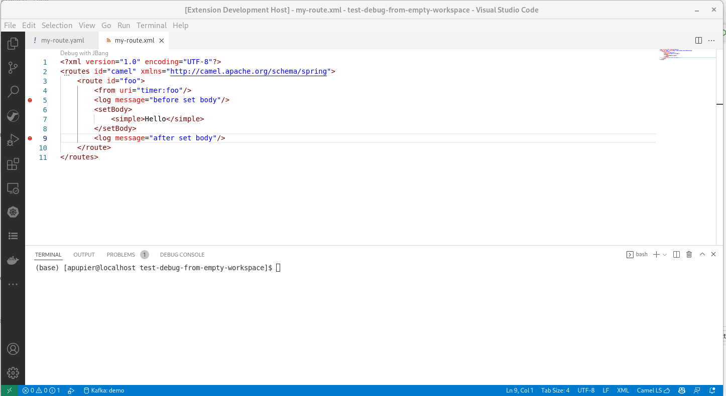 Conditional breakpoint for Camel route